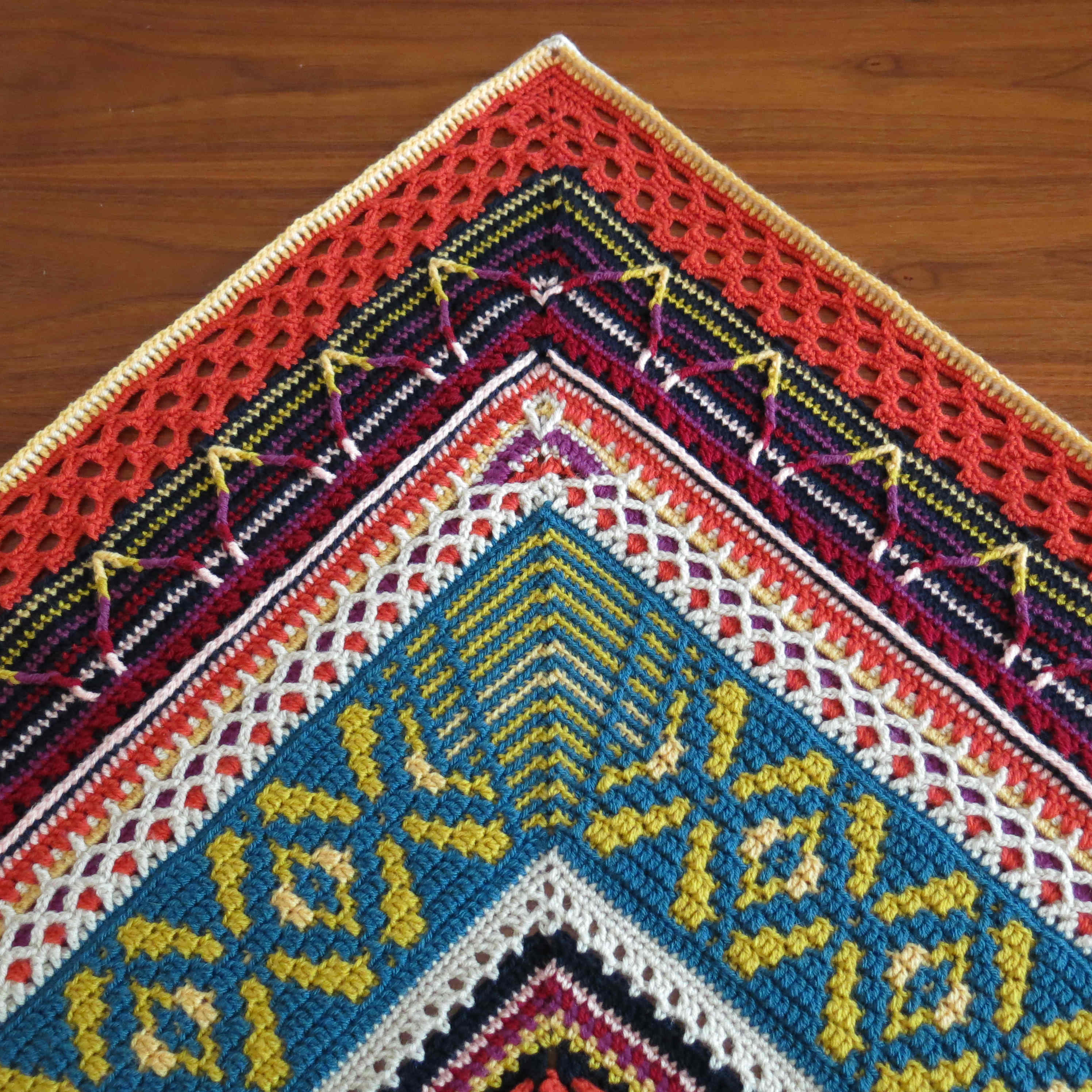 Crocheted blanket in color